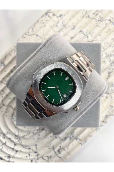 Mazzy ساعة يد إشرف تيك موديل باتيك ستيل باللون الأخضر الداخلي