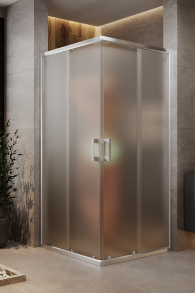 MONAQUA Arteko Duşakabin Kare - Parlak Eloksal Alüminyum Profil - Satine Buzl...