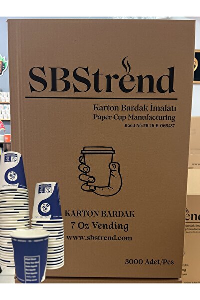 SBStrend Üreticiden 7 Oz Vending Koli Karton Bardak 3000 Adet –Otomat Kahve M...