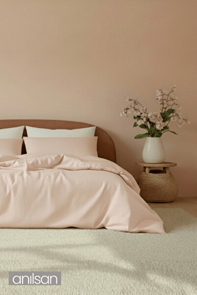 Anılsan طقم غطاء لحاف فردي من كاميليا - لون بودرة 100% قطن