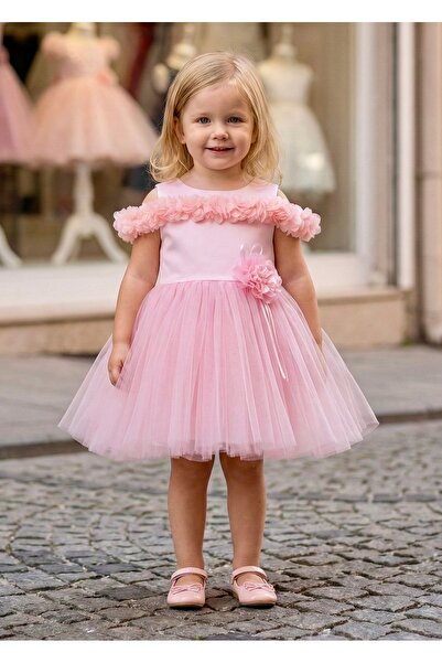 miaras baby Girl's Shoulder Floral Dress