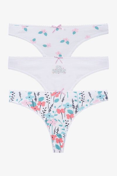 koza iç giyim Női 3 részes pamut mintás tanga