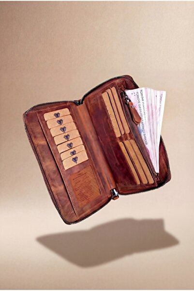 Fil Deri جلد طبيعي - مزود بمغناطيس وحزام لليد - سحاب - مقبض - حقيبة يد 2100