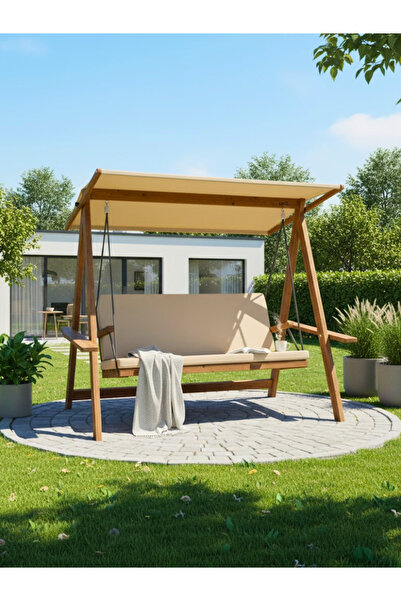 Aida Swings RİVA 2100 3 Kişilik Bahçe Salıncağı–Ahşap Salıncak–Balkon & Teras...