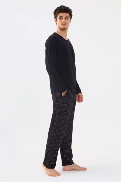 koza iç giyim Set de pijamale pentru bărbați din bumbac, lycra, guler, nastur...