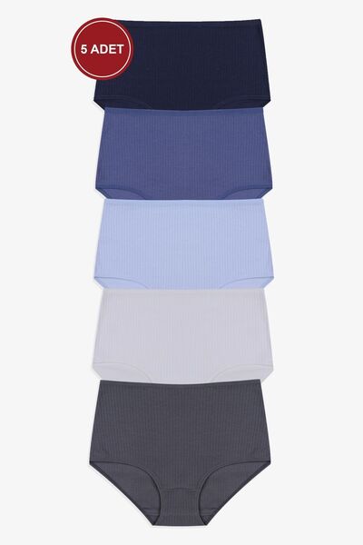 koza iç giyim Chiloți 5 piese pentru femei, cu nervuri cu talie foarte înaltă