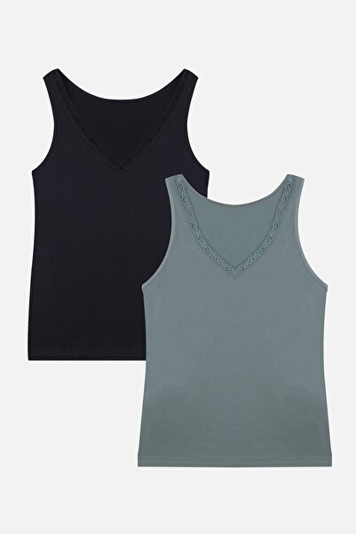 koza iç giyim Atletă detaliată din dantelă din 2 piese pentru femei