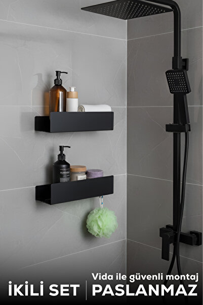 Morimora Yüksek Kaliteli Paslanmaz  Banyo Düzenleyici Şampuanlık Duş Rafı - 2...