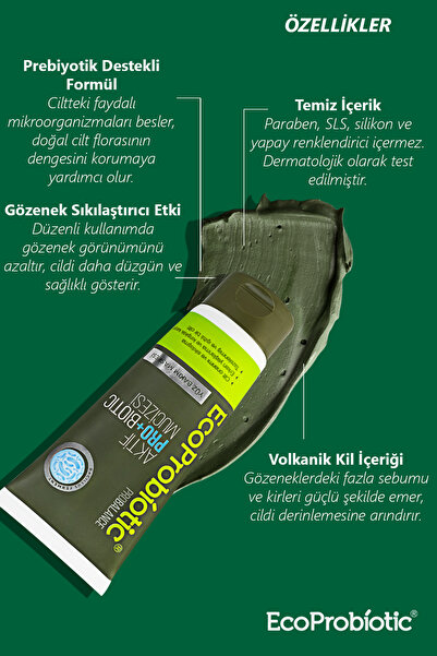 EcoProbiotic Prebiyotikli Cilt Bakım Seti | Cilt Kremi + Volkanik Kil Maskesi + Duş Jeli