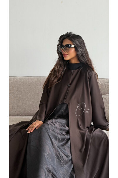 outline عباية بفستان متصل بتداخل قماش الجاكار الصيفي