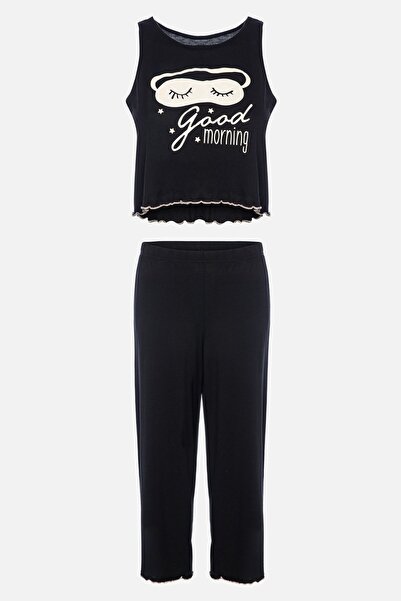 koza iç giyim Set pijamale Capri cu textura moale, cu mâneci zero