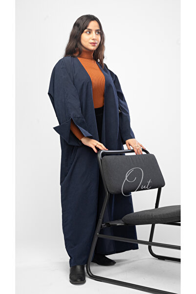 outline عباية شتوية كحلية أنيقة