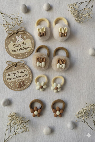 Avenda Ponponlu & Çiçekli Toka Seti 8’li | Pastel Renk, Yumuşak Lastik | Kız ...