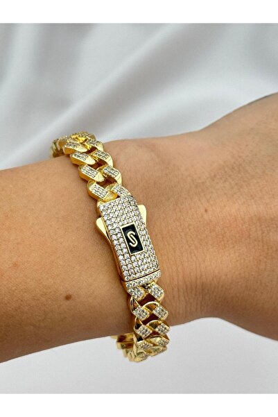 Luseda Zirkon Taşlı Modern Zincir Form VIP Gurmet Kelepçe Bileklik