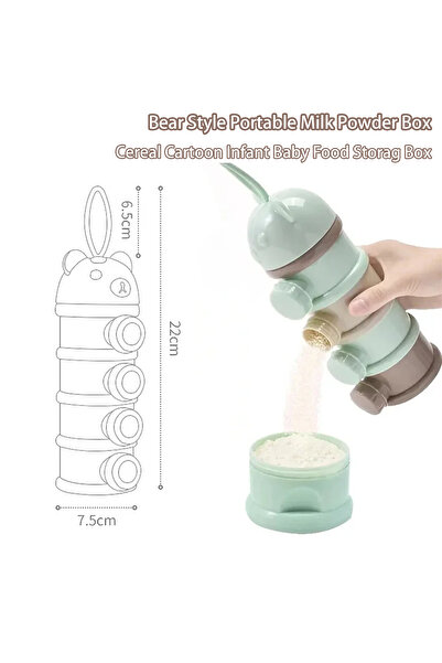 DUTRIEUX علبة مسحوق حليب محمولة على شكل دب أخضر مكونة من 4 طبقات وفتحات متعدد...