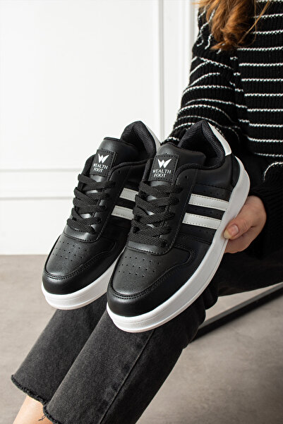 eformoda by emre yılmaz Black and White Unisex Sneaker Jh177 Lace-Up Casual S...