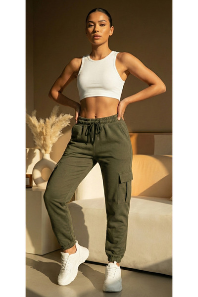 Miyalon Women's Pocketed Lace-Up Elastic Tight-Legged Comfortable Sweatpants, Trousers