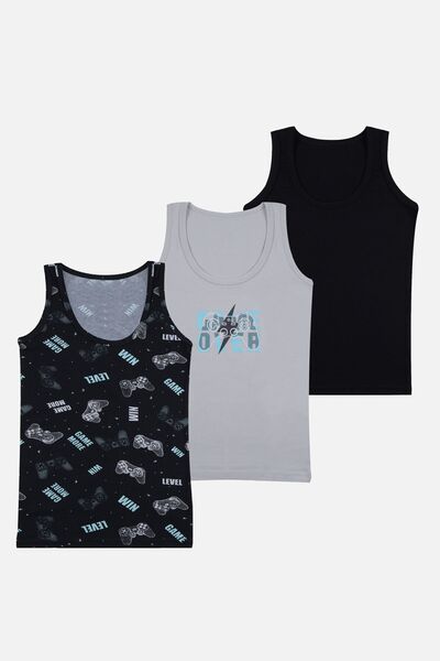 koza iç giyim Atlet cu model Joystick din 3 piese pentru băiat