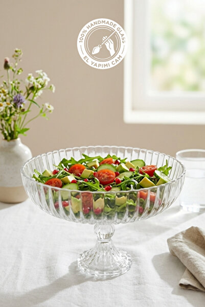 Glamis Selen Concept Linea Damla model Ayaklı El Yapımı Cam Salata Ve Meyve K...