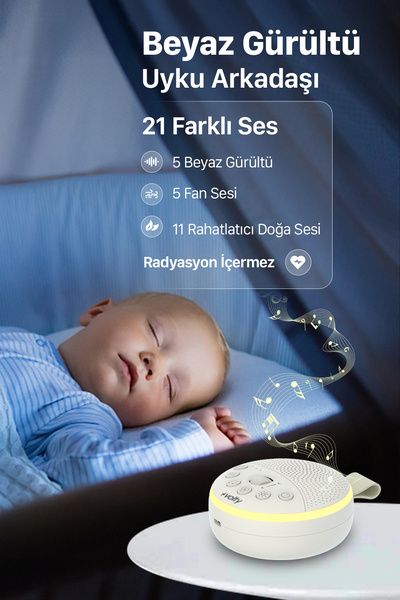 Volty Beyaz Gürültü Makinesi 21 Farklı Ses Pış Pış Sesi Uyku Arkadaşı 21 Ses ...