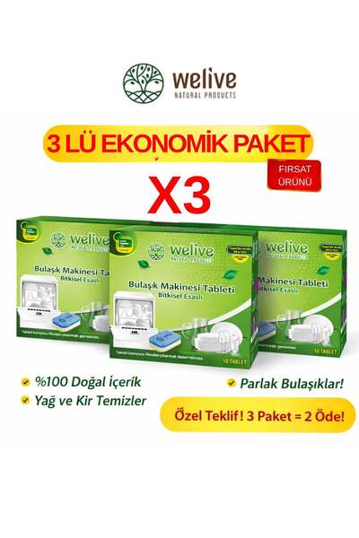 Welive BİTKİSEL BULAŞIK YIKAMA TABLETİ 3'LÜ PAKET