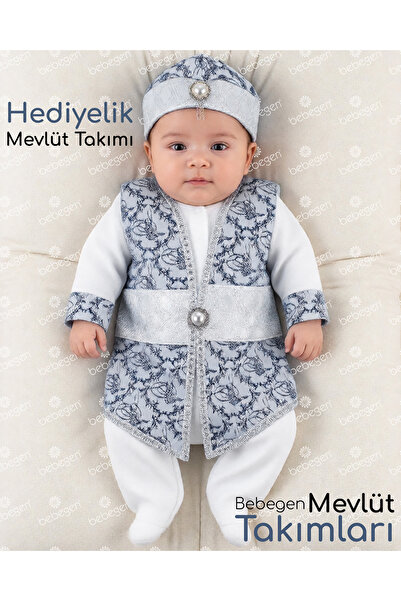 bebegen Tuğra Laci Gümüş Şehzade Erkek Bebek Mevlüt Takımı