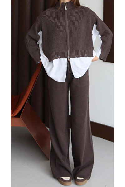 Cockatoo Tricotaj supradimensionat Jachetă Pantaloni Costum cu fermoar Detali...