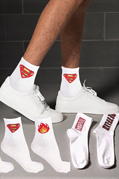 Esinti 4 Pairs Women Men Colorful Patterned White College Socks Cotton Unisex...