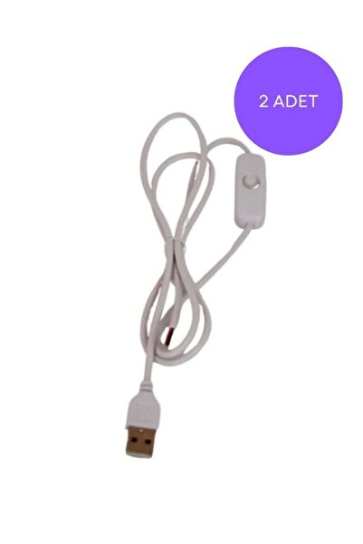GÜMRÜK BEY 2 ADET Anahtarlı USB Erkek Kablo 5V 2 Amper Ucu Açık Beyaz USB Kab...