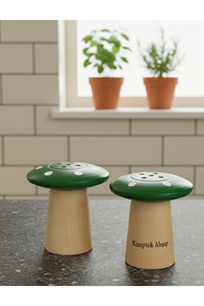 kamptek kamp teknolojisi Kamptek Ahşap Atolyesinden Mantar Tuzluk Biberlik 2l...