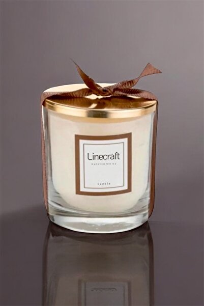 LİNECRAFT Kapaklı Dark Amber Kokulu Bardak Mum Kurdaleli