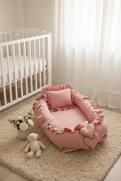 ebabynest Düz Renk Serisi Pudra Fırfırlı Babynest