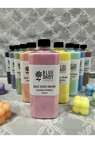 BlueDaisyCandle 250 gr PEMBE renkli AHUDUDU kokulu Inci Tozu Mum ( 30 adet 4cm fitil ile ) Toz Mum , Kum Mum