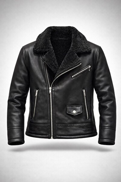 BASEL.CO معطف راكبي الدراجات النارية من جلد نابا الشتوي - تصميم أنيق ودافئ