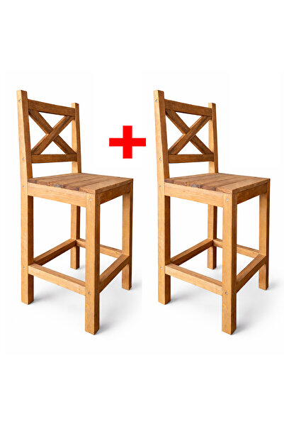 Weblonya Bar Tabure Ahşap Sandalye Mutfak Bar Sandalyesi 2 adet 5147