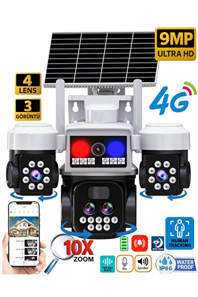 O-KAM 3 LENS 3 KAMERA 10X OPTİK ZOOM 4G GÜNEŞ ENERJİ SOLAR PTZ KAMERA( Kutuda...