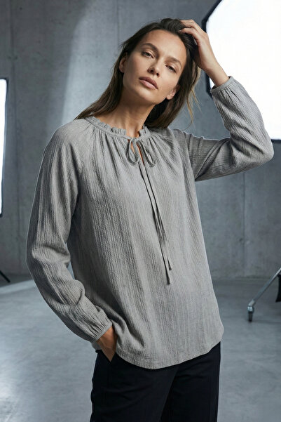 Şiir Elista Γυναικεία μπλούζα με κορδόνια με βολάν και μακρυμάνικη μπλούζα απ...