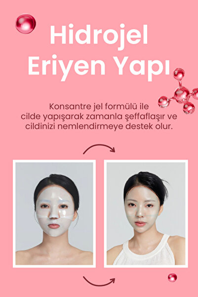 Dermal Kolajen Hydrojel Şeffaflaşan Kore Yüz Maskesi Nemlendirici Besleyici Eriyen Maske 34 gr.