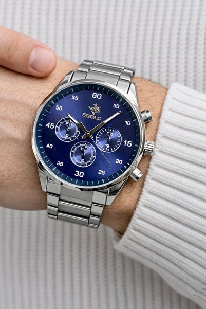 S.POLO Marka Spor Şık Lacivert Kadran Erkek Kol Saati Bileklik