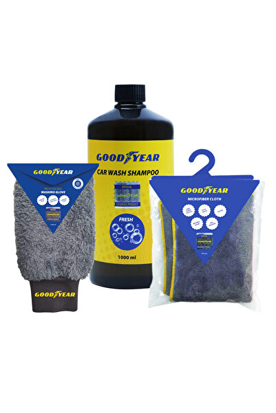 Goodyear Oto Şampuan Mikrofiber Bez Ve Yıkama Eldiven Seti