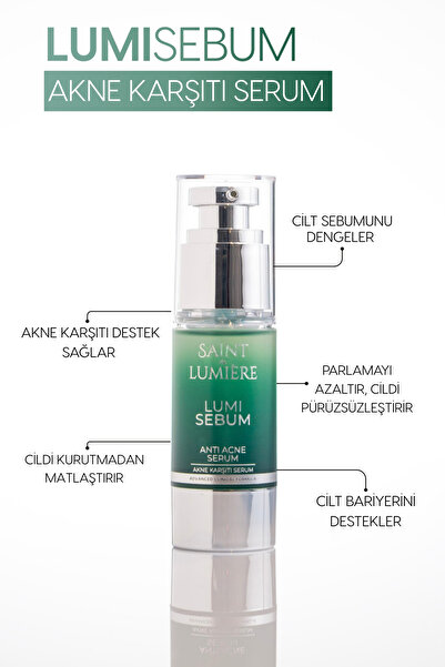 SAINT DE LUMIERE LUMISEBUM Akne,Siyah Nokta ve Leke Karşıtı,Sebum Dengeleyici Matlaştırıcı ve Nemlendirici Serum 30ml