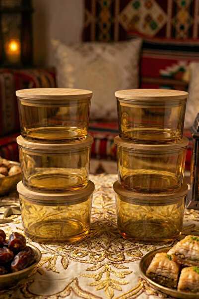 Fhilli فيترو - طقم من 6 أوعية زجاجية للإفطار مع أغطية من الخيزران سعة 220 سم ...