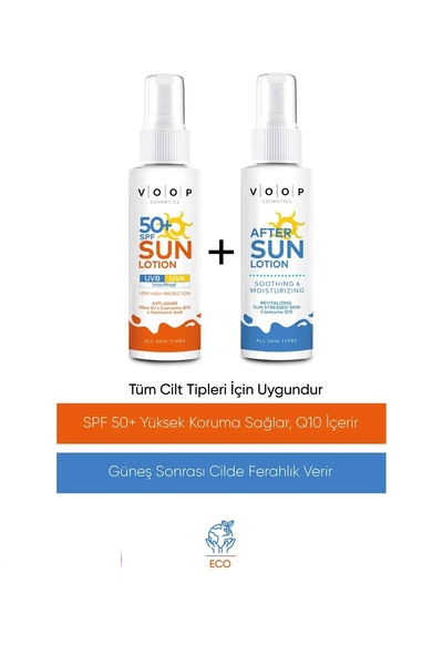 VOOP Vücut Güneş Kremi 50 Spf - 150 ml & Güneş Sonrası Krem - 150 ml | Ikili Set