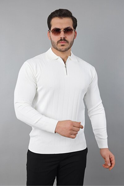 ZİNOX Ανδρικό πλεκτό με μακρύ μανίκι με μισό φερμουάρ, κλασικό απλό, κατάλληλ...