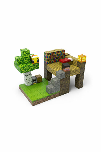 minelox T048 Jungle Building 100 Adet Mine Craft Manyetik Küp Yapı Blokları O...