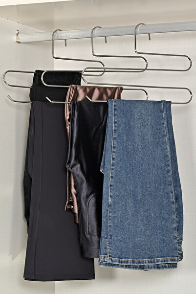 Edora Home Dulap argintiu cu 10 pantaloni și șaluri cu 3 niveluri - Umeraș di...