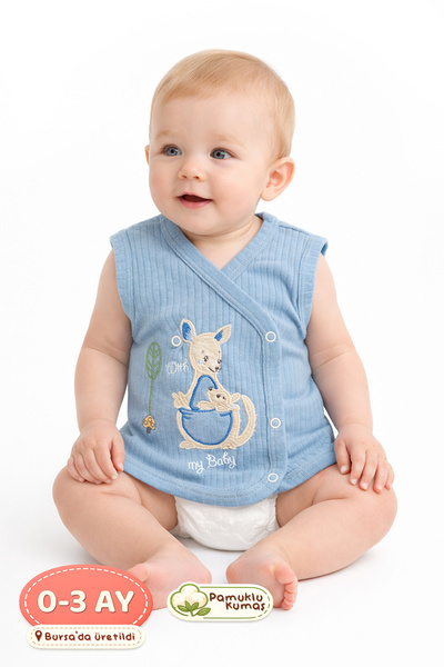 Onouqo 0-3 Months Newborn Soft Cotton Baby Boy Vest – Bursa Production - Blue