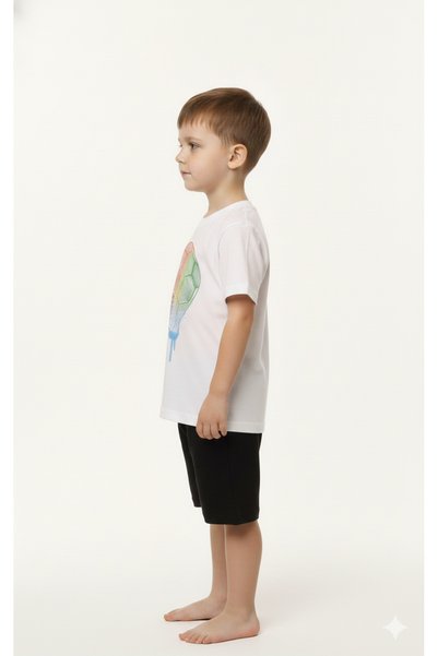 Ropi Boys' Summer Suit T-Shirt and Shorts Set Football Ball Printed between 2 and 8 Years Old