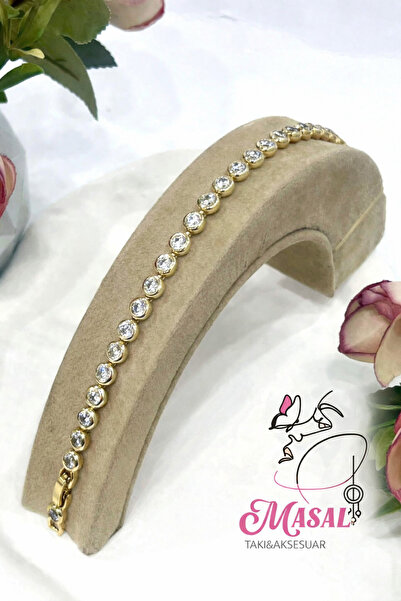 MASAL TAKI&AKSESUAR Xuping Yuvarlak Taşlı Su Yolu Bileklik (0,5mm 14K GOLD/17...