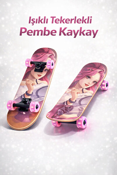 Canland Işıklı Silikon Tekerlekli Profesyonel Kaykay | Dayanıklı Ahşap Tahta ...